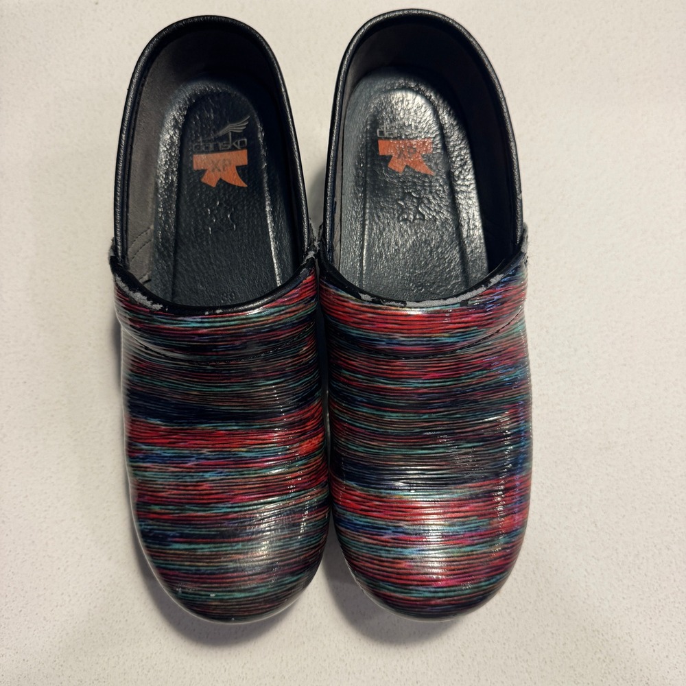 Dansko XP Professional Clogs Womens 39 Multi Color Patent Leather Comfort Shoes